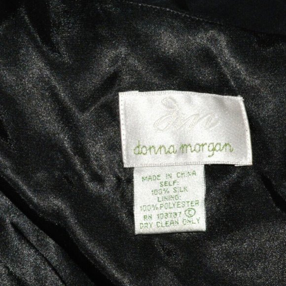 DONNA MORGAN SZ 8 M MEDIUM 100% SILK BLACK WHITE FLORAL HIGH WAIST DRESS - Picture 9 of 10